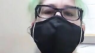 Woman squats on a cage and takes a shit in it