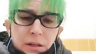 Girl eats shit off of a net