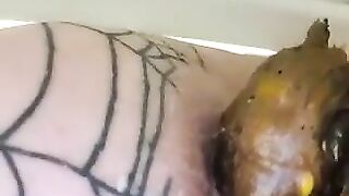 Dark mushy turd from the ass