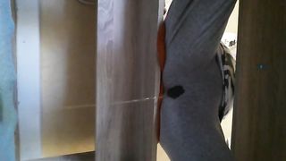 Comfortable pissing in her jog pants