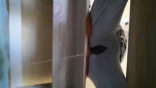 Comfortable pissing in her jog pants