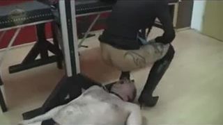 Human toilet with shit in his face