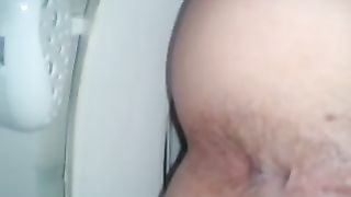 hard big black turd coming out of her ass