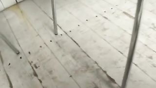 Asian girl shyly pees infront of the cam.