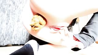 Giant turds as a result of her masturbation