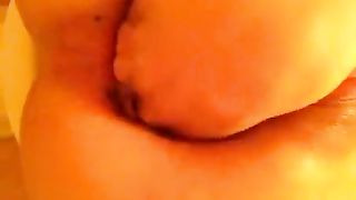 anal fisting close up with poop