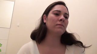 girl takes a shit on the toilet however we dont see poop