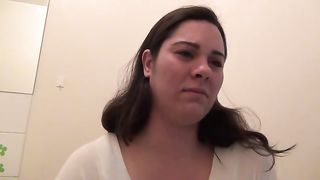 girl takes a shit on the toilet however we dont see poop