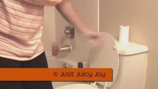 Joy pooping in the toilet