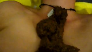 girl lays down and gets shit on