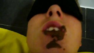 girl lays down and gets shit on