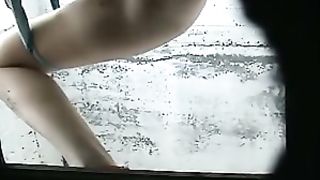 Girl pees on her lergs by mistake