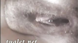 Hairy asshole shitting