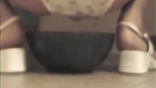 Brunette shits in panties