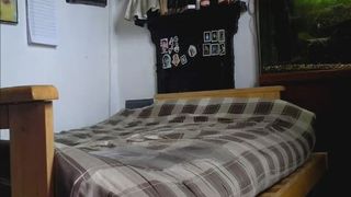 Teen shitting in her room on bed