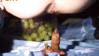 Blonde girl making natural chocolate