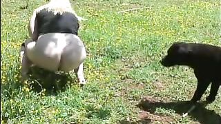 Girl pooping in park