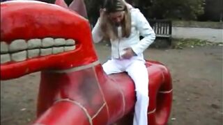 Beautiful panty poop mess in the park