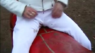 Beautiful panty poop mess in the park