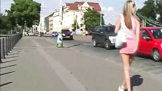 Seductive public panty poop tease