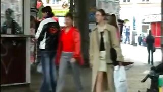 Public panty poop while spreading legs