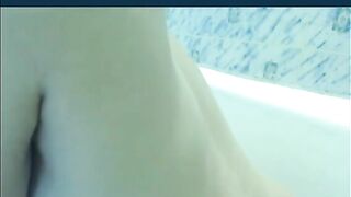 Russian blonde chick poops in the bathtub