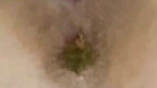 Pale sexy blonde bitch dildo fuck