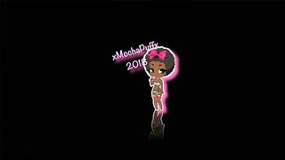 Skinny black chick dropping shit on the floor