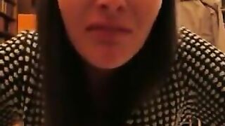 Crazy chick eating a plate of shit