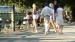 Sandra & Vicky public panty poop