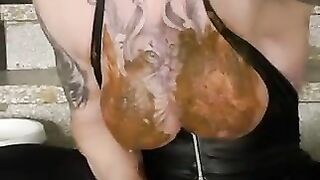 Shit covered boobies and pussy