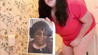 Mature dirty fat lady shitting on the picture