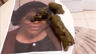 Mature dirty fat lady shitting on the picture