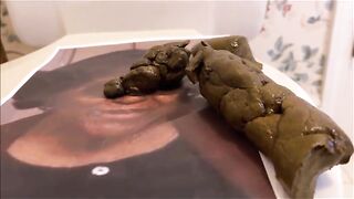 Mature dirty fat lady shitting on the picture