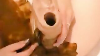 Smearing shit on her panty and ass