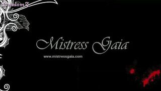 Slutty hot milf shitting on her slave