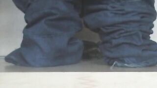 Chubby chick poops on the floor