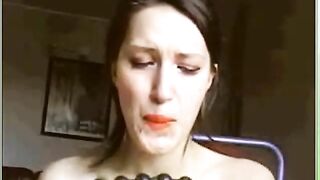 Pretty looking milf loves shitty anal beads