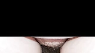 Hairy fat lady shitting closeup