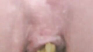 Soft yellow poop closeup