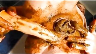 Stuffing Shitty Pantyhose In Her Pussy Solo