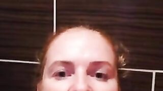 Swallowing her own shit