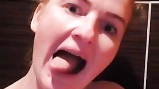 Swallowing her own shit