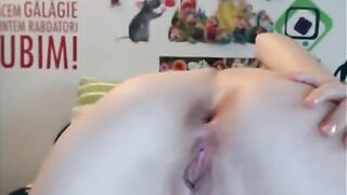 Cute small tits teen girl pushing shit