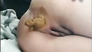 Lovely naked babe leaking yummy shit