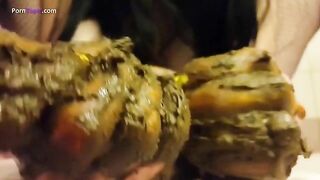 Covered in shit while masturbating