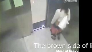 Amateur Japanese gal caught shitting inside the elevator