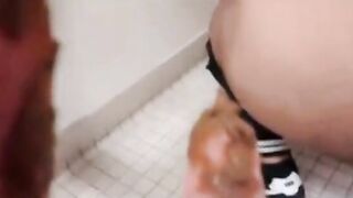 Chubby lady shitting on the floor