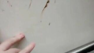 Chubby lady shitting on the floor