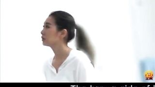 Hot tall slim girl making a mess